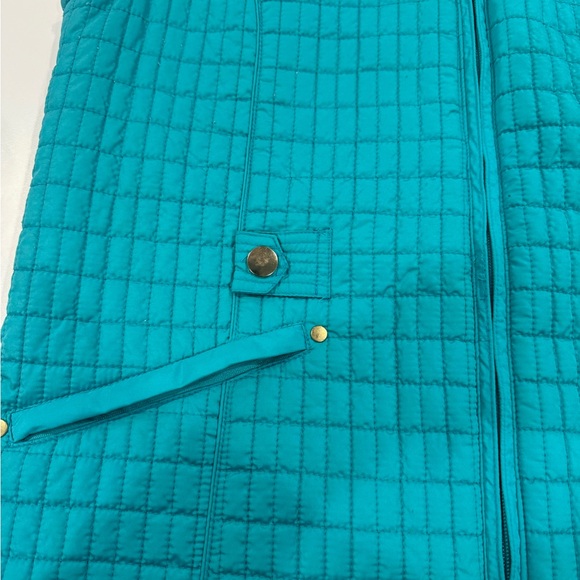 Women’s Peck & Peck quilted vest turquoise / teal L full zipper pockets - Picture 2 of 10
